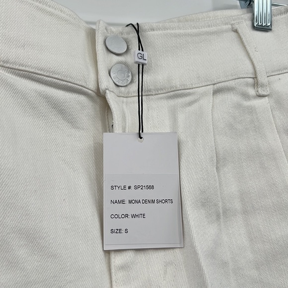 🆕Generation Love Mona High Waist Cuffed Denim White Shorts Classic Fit - Picture 9 of 13